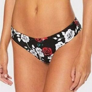 Hurley Quick Dry Reversible Bikini Bottom Black- Roses Womens Size S
